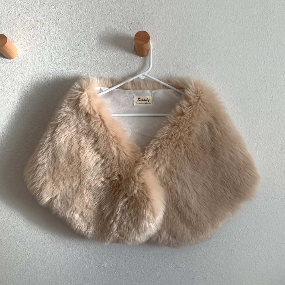Nude Blush Faux Fur Bridal Wrap